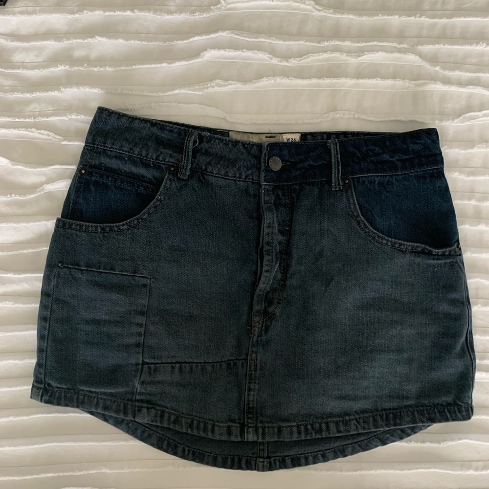 Free People Black Denim Mini Skirt 26